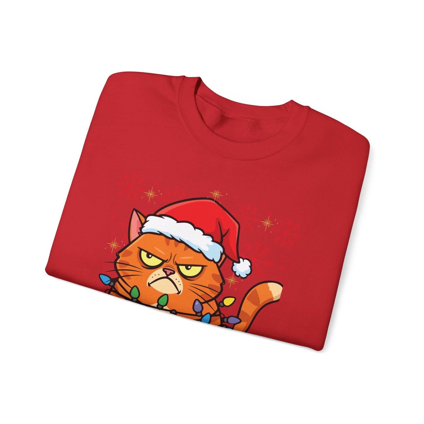 Christmas Cat Crewneck Sweatshirt - "Christmas Family 2025" Cute Grumpy Cat in Santa Hat