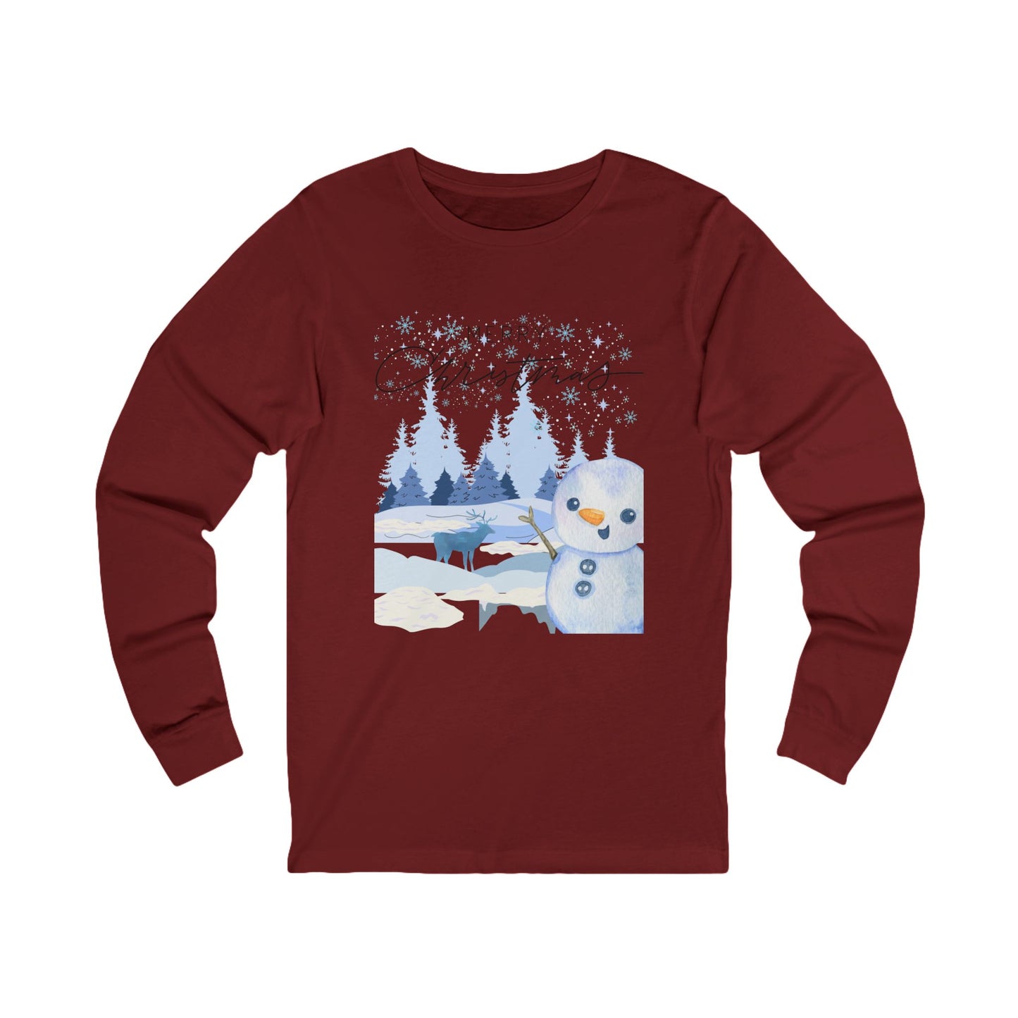 Merry Christmas Snowman Long Sleeve Tee