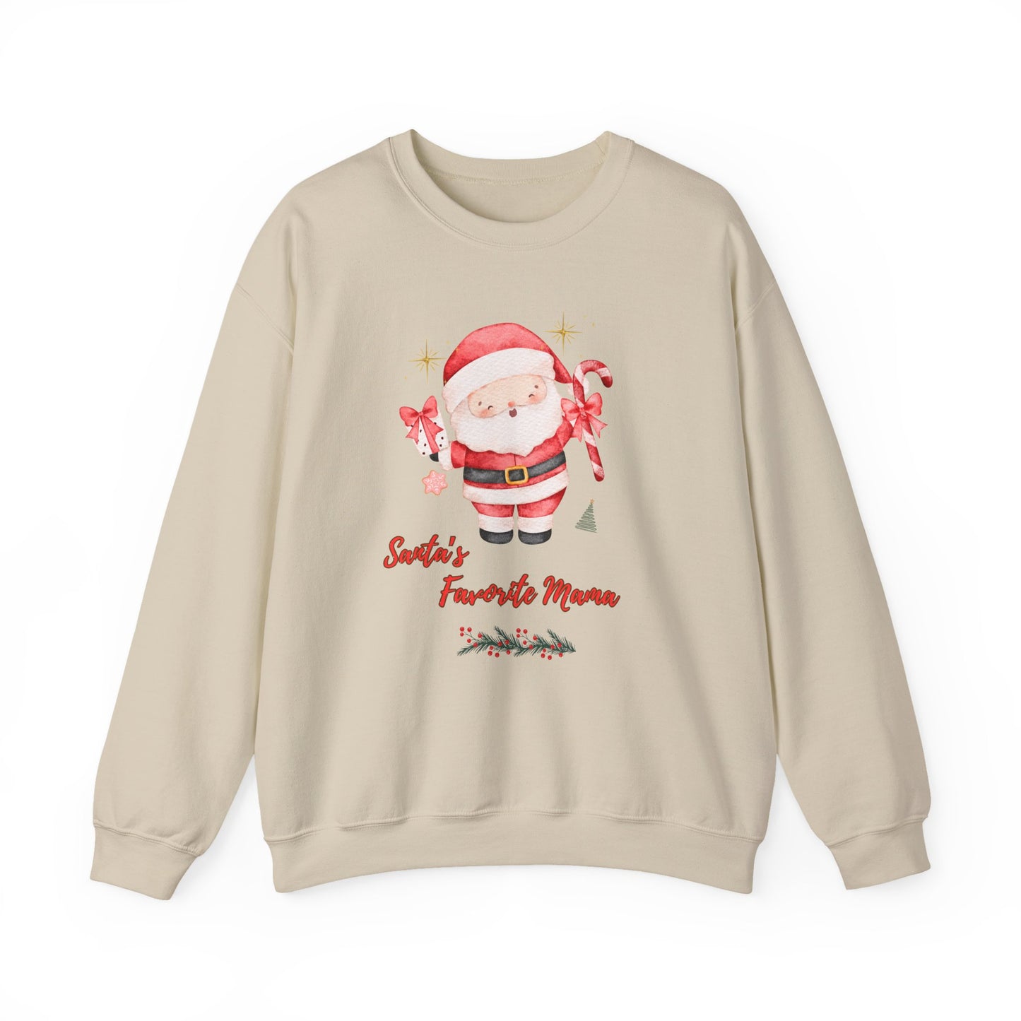 Santa's Favorite Mama Crewneck Sweatshirt — Cute Christmas Mom Pullover
