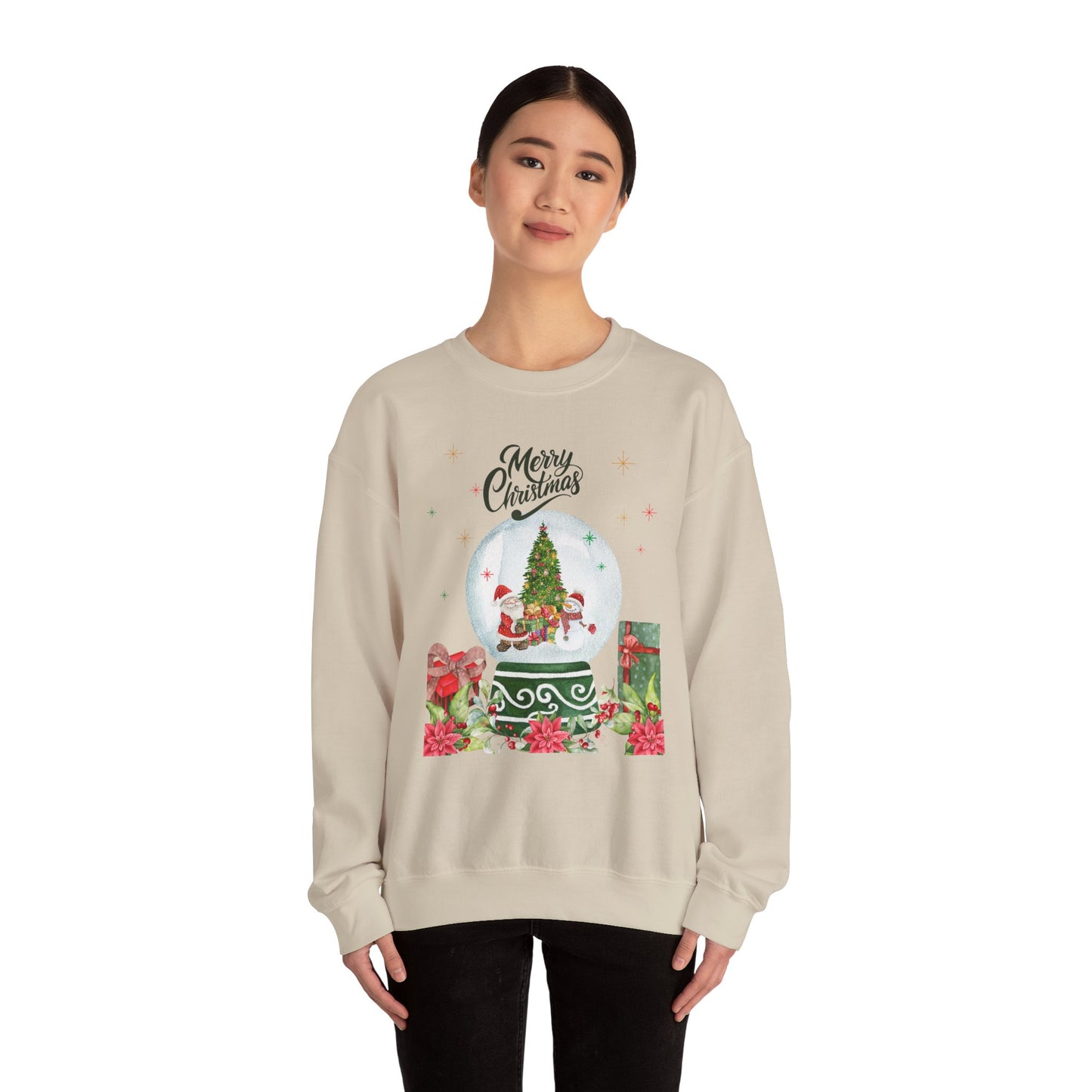 Christmas Snow Globe Sweatshirt — "Merry Christmas" Holiday Crewneck