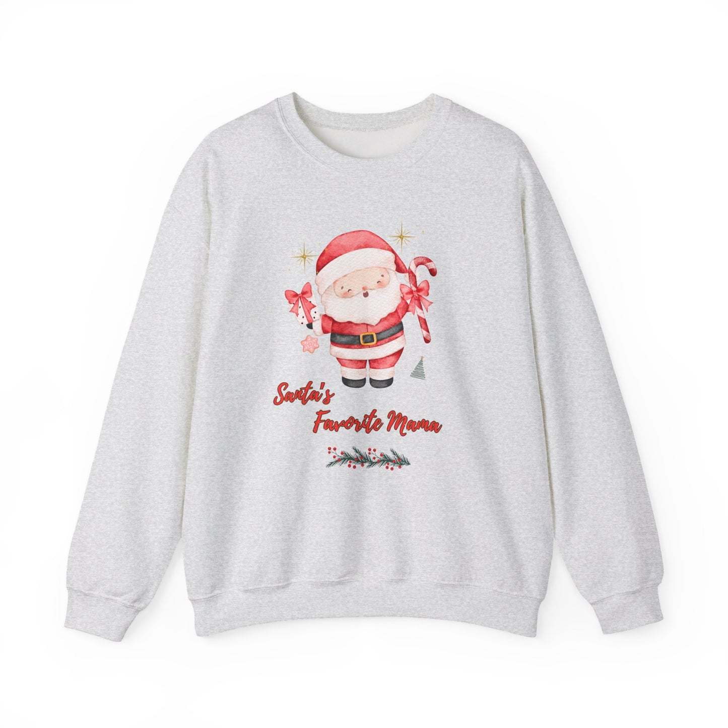 Santa's Favorite Mama Crewneck Sweatshirt — Cute Christmas Mom Pullover