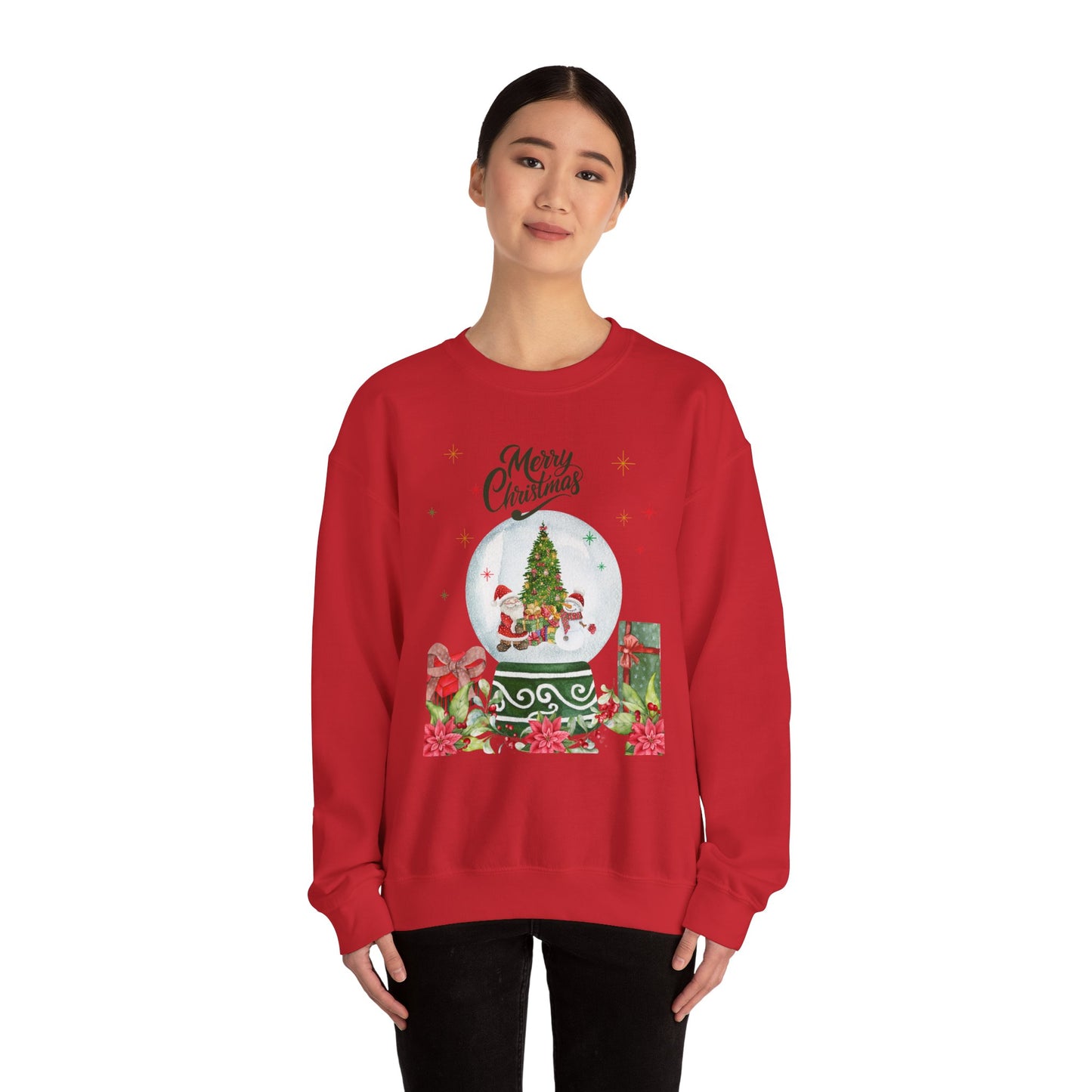 Christmas Snow Globe Sweatshirt — "Merry Christmas" Holiday Crewneck