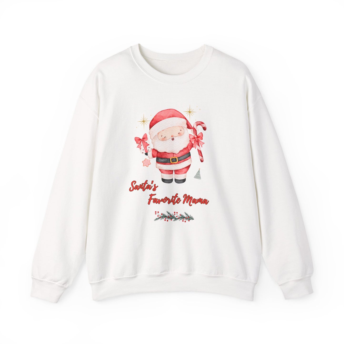 Santa's Favorite Mama Crewneck Sweatshirt — Cute Christmas Mom Pullover