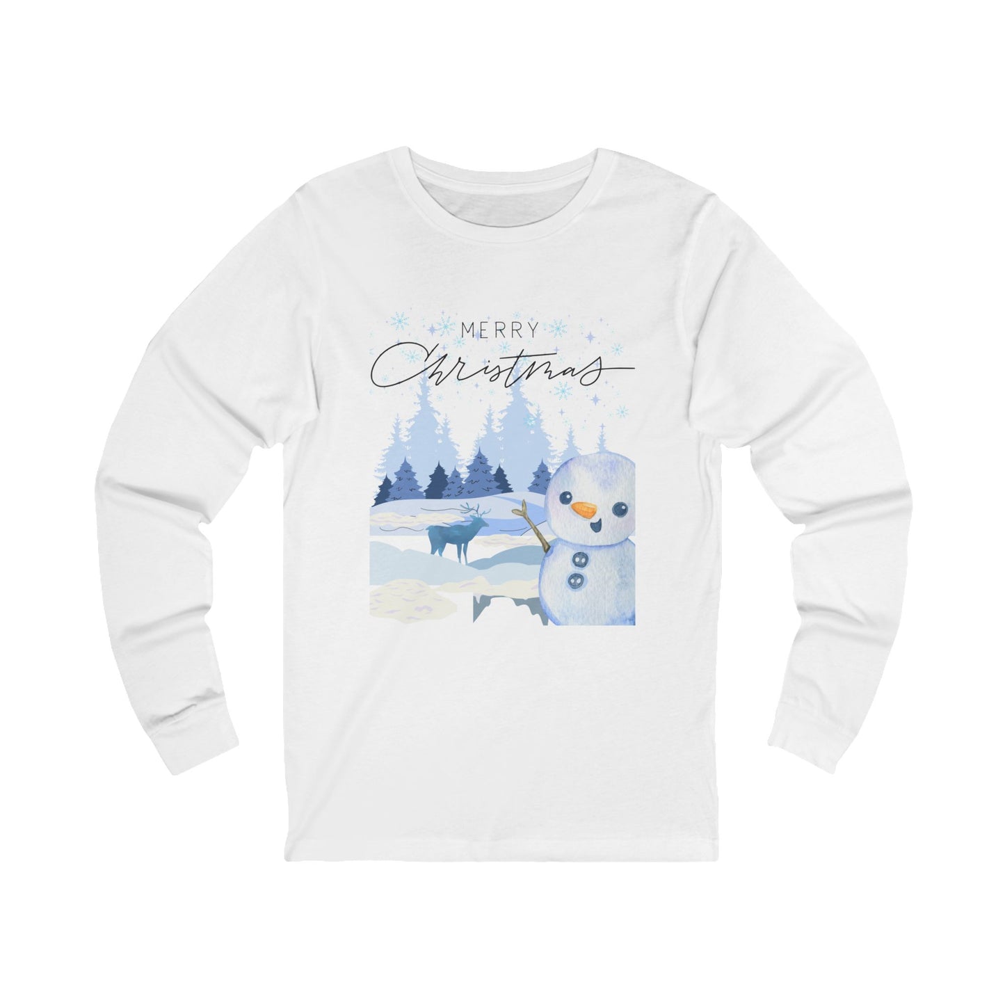 Merry Christmas Snowman Long Sleeve Tee