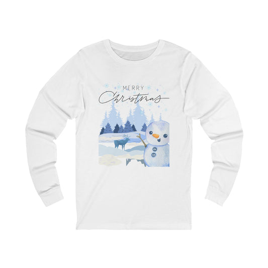 Merry Christmas Snowman Long Sleeve Tee