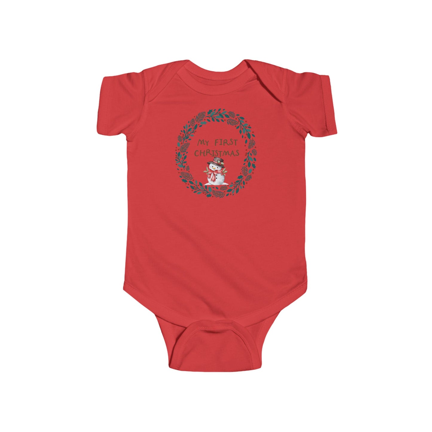 My First Christmas Baby Bodysuit – Infant Holiday Onesie with Wreath & Reindeer