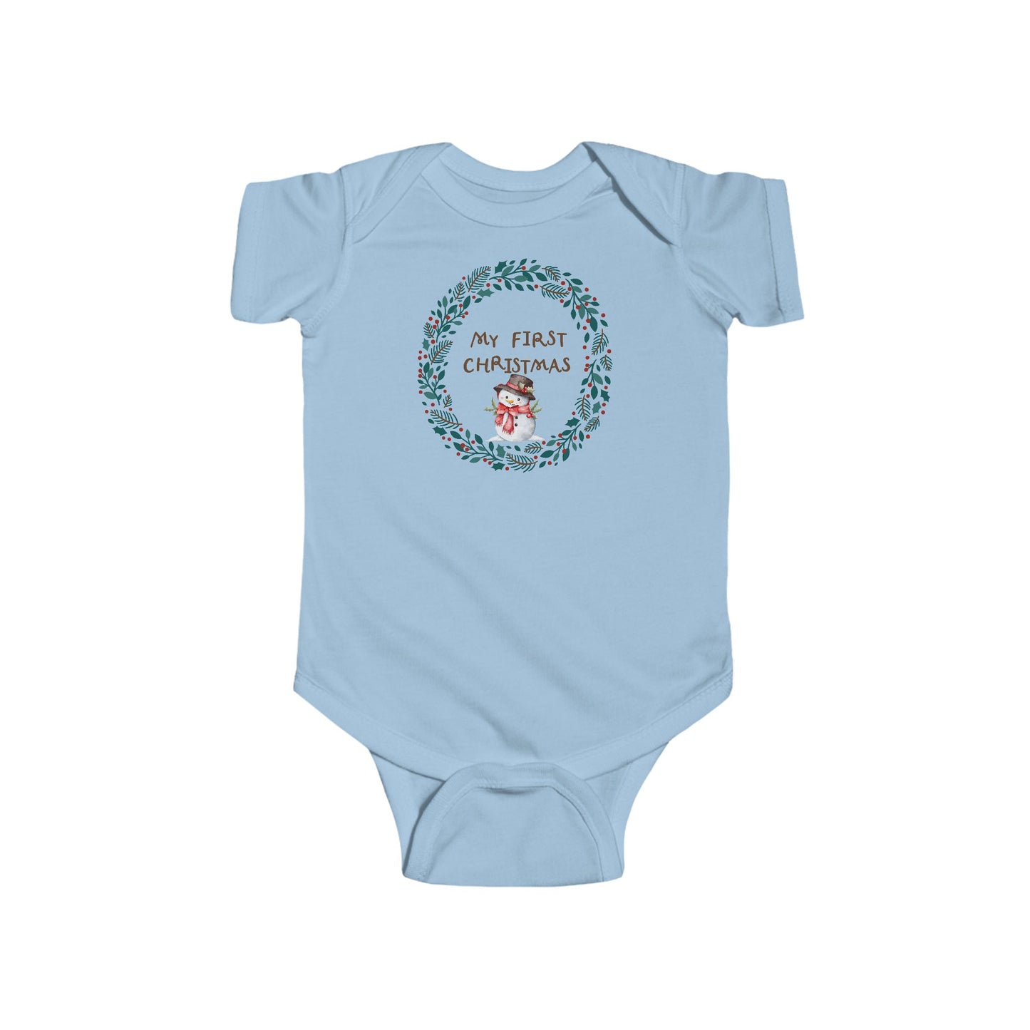My First Christmas Baby Bodysuit – Infant Holiday Onesie with Wreath & Reindeer