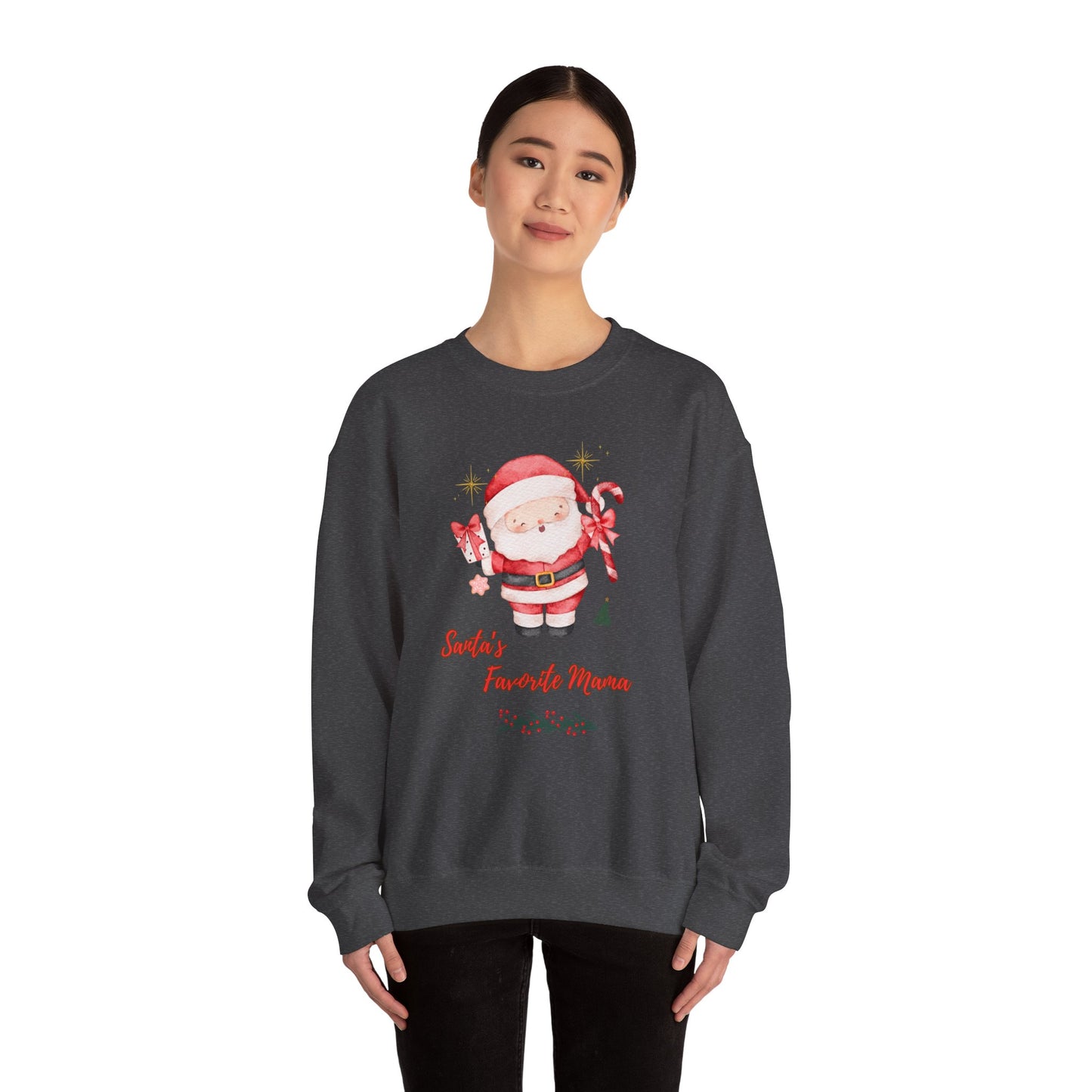 Santa's Favorite Mama Crewneck Sweatshirt — Cute Christmas Mom Pullover