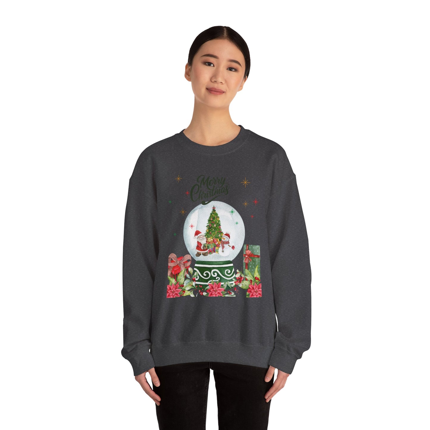 Christmas Snow Globe Sweatshirt — "Merry Christmas" Holiday Crewneck