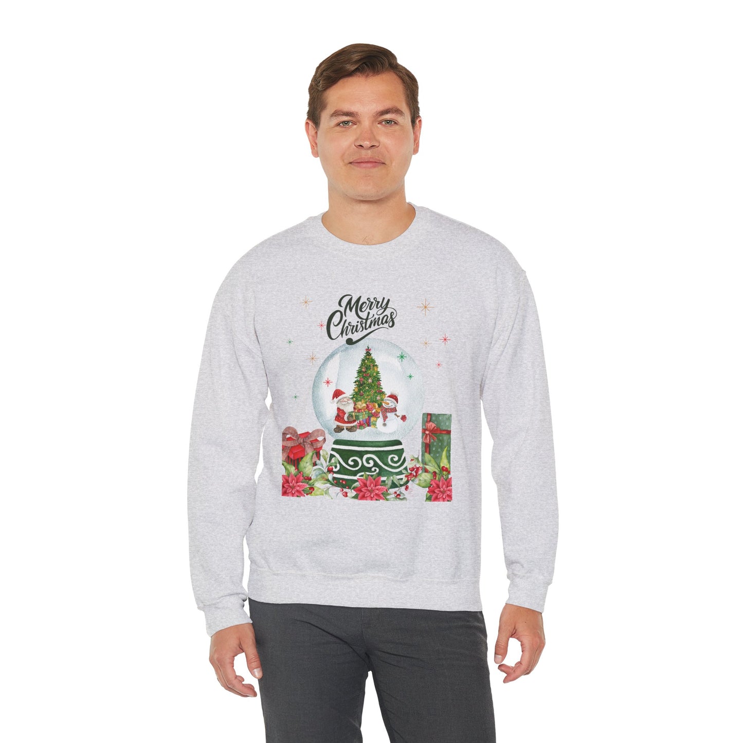 Christmas Snow Globe Sweatshirt — "Merry Christmas" Holiday Crewneck