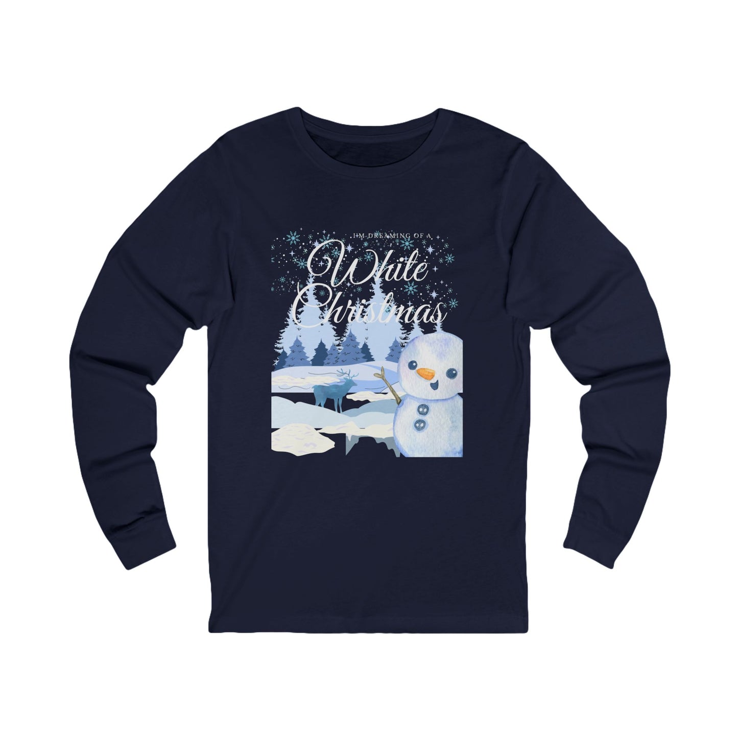 White Christmas Snowman Long Sleeve Tee