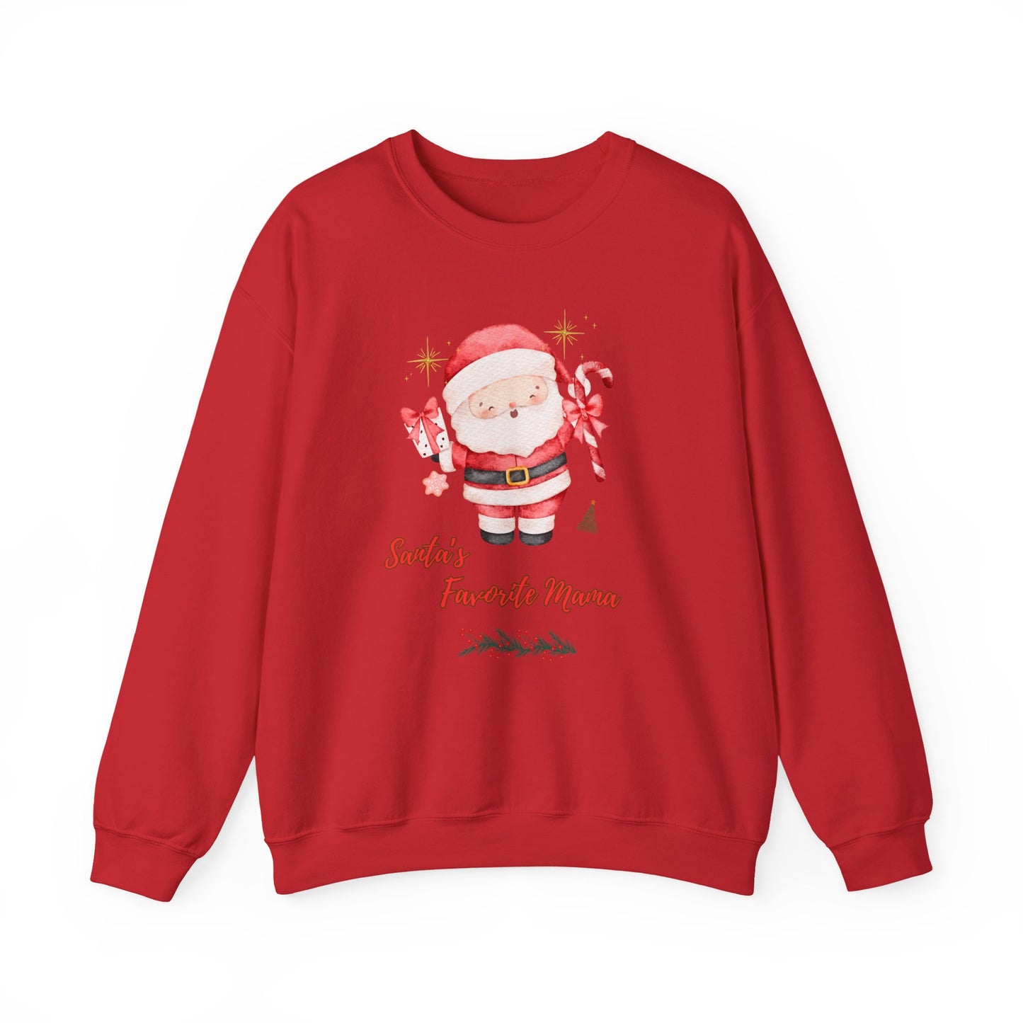 Santa's Favorite Mama Crewneck Sweatshirt — Cute Christmas Mom Pullover
