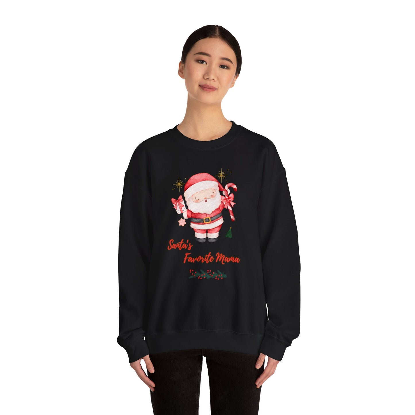 Santa's Favorite Mama Crewneck Sweatshirt — Cute Christmas Mom Pullover