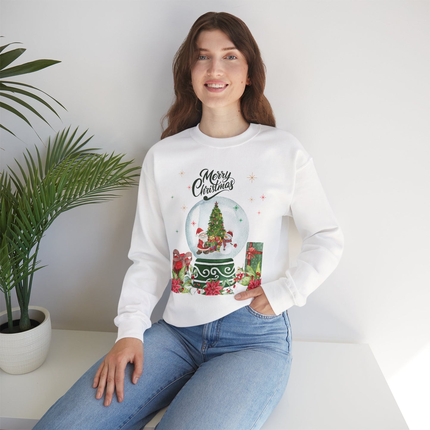Christmas Snow Globe Sweatshirt — "Merry Christmas" Holiday Crewneck