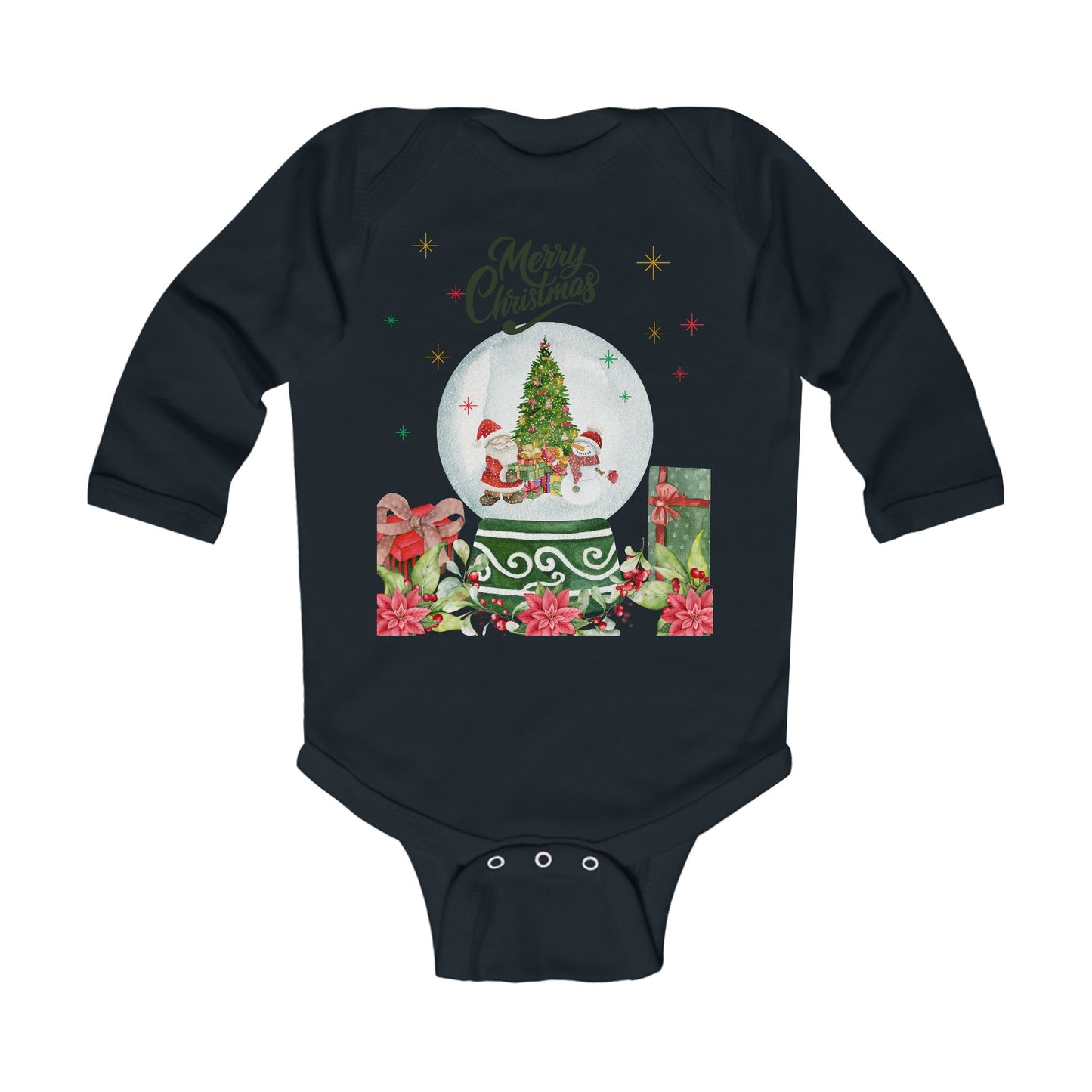 Merry Christmas Baby Snow Globe Infant Long Sleeve Bodysuit