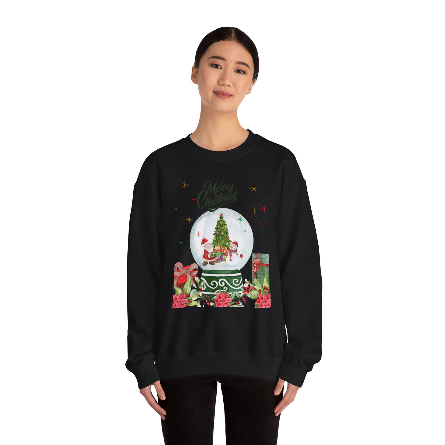 Christmas Snow Globe Sweatshirt — "Merry Christmas" Holiday Crewneck