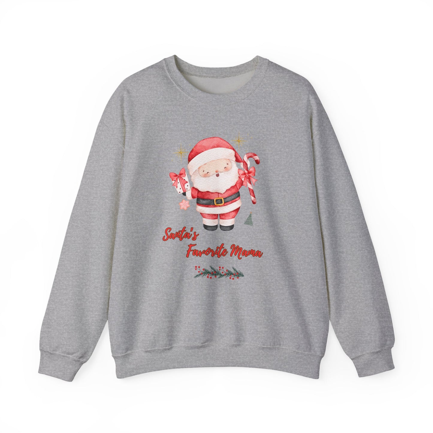 Santa's Favorite Mama Crewneck Sweatshirt — Cute Christmas Mom Pullover