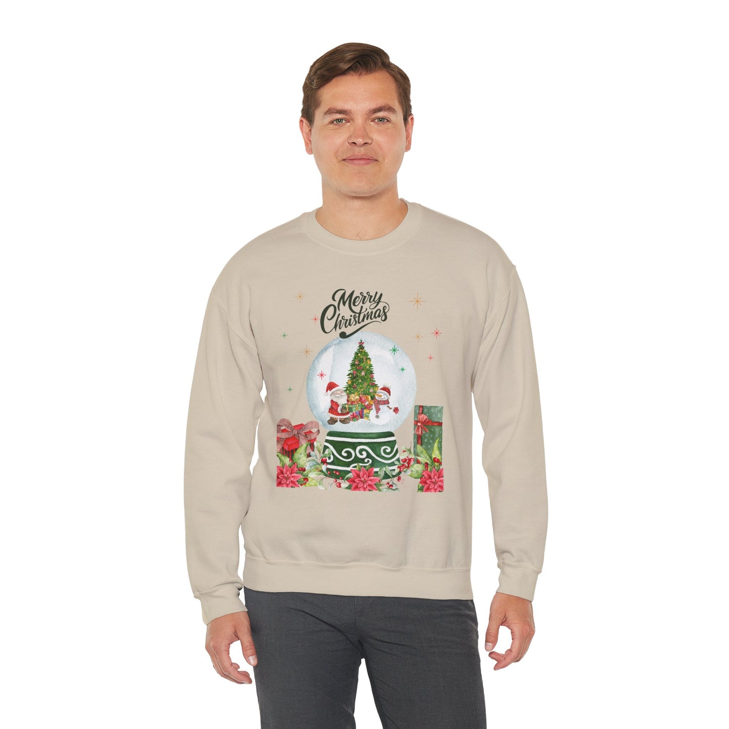 Christmas Snow Globe Sweatshirt — "Merry Christmas" Holiday Crewneck