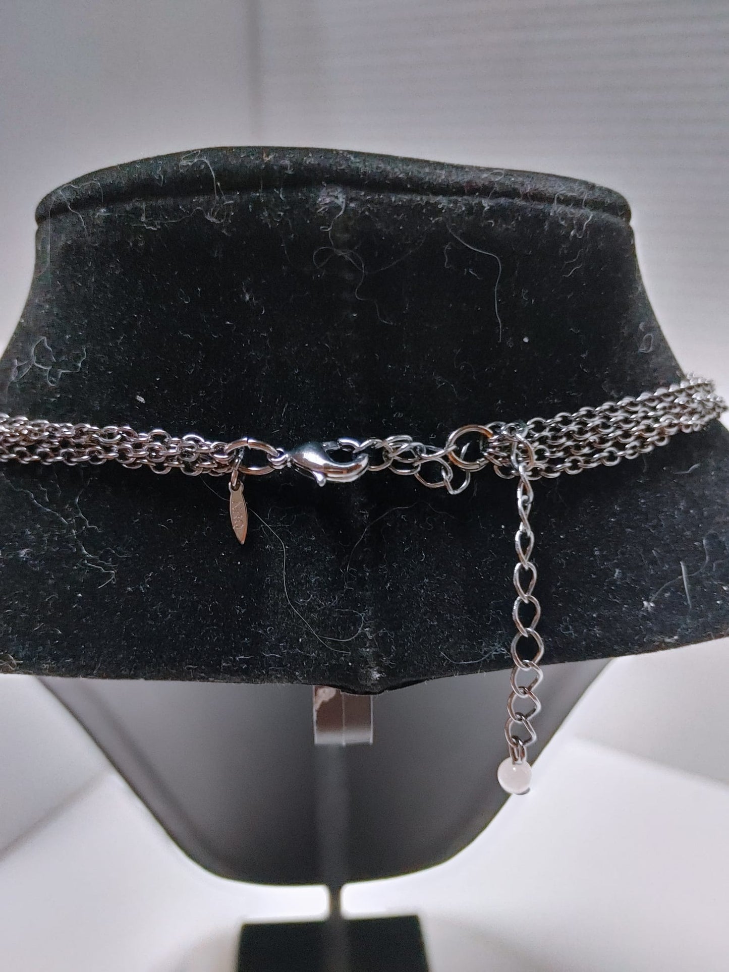 Avon NRO Signed Multi-Strand 17" Necklace & Earring Set Blue Black Beads Silver