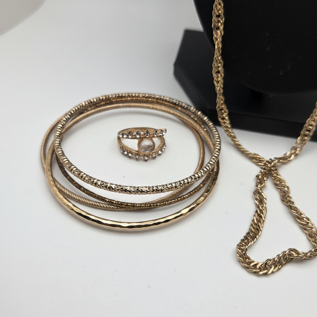 Vintage Gold-Tone Jewelry Lot with Sarah Coventry Necklace, 8pc