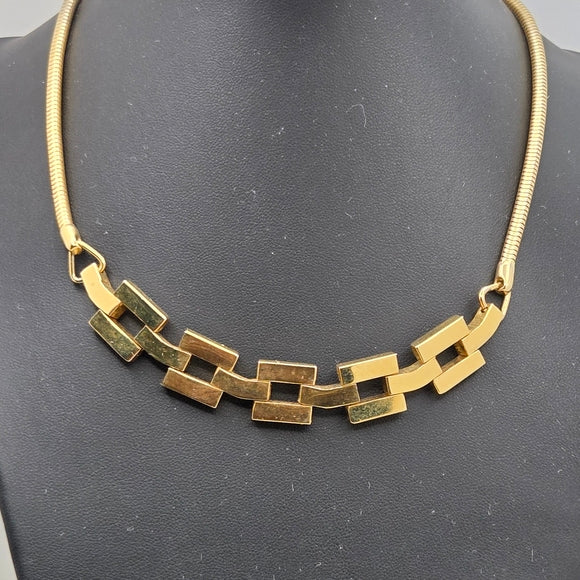 Vintage Gold Tone Necklace Snake Chain