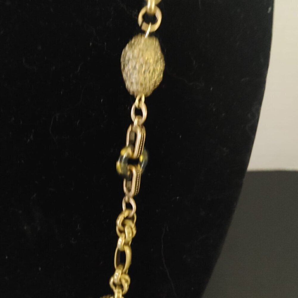 Chico's Statementkette Goldfarben Bernsteinperlen 71 cm