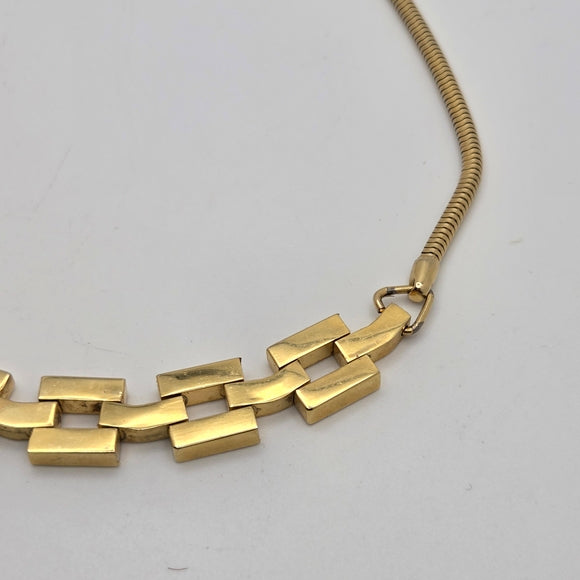 Vintage Gold Tone Necklace Snake Chain