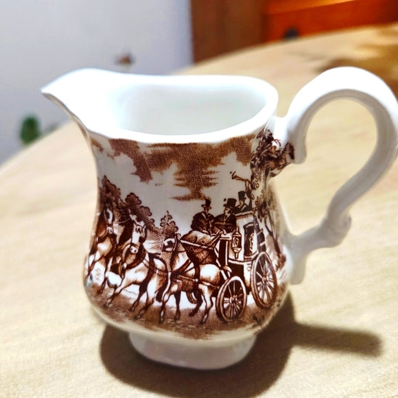 Vintage Alfred Meakin Staffordshire England Coaching Days Sahne- und Zucker-Set – 1960er Jahre