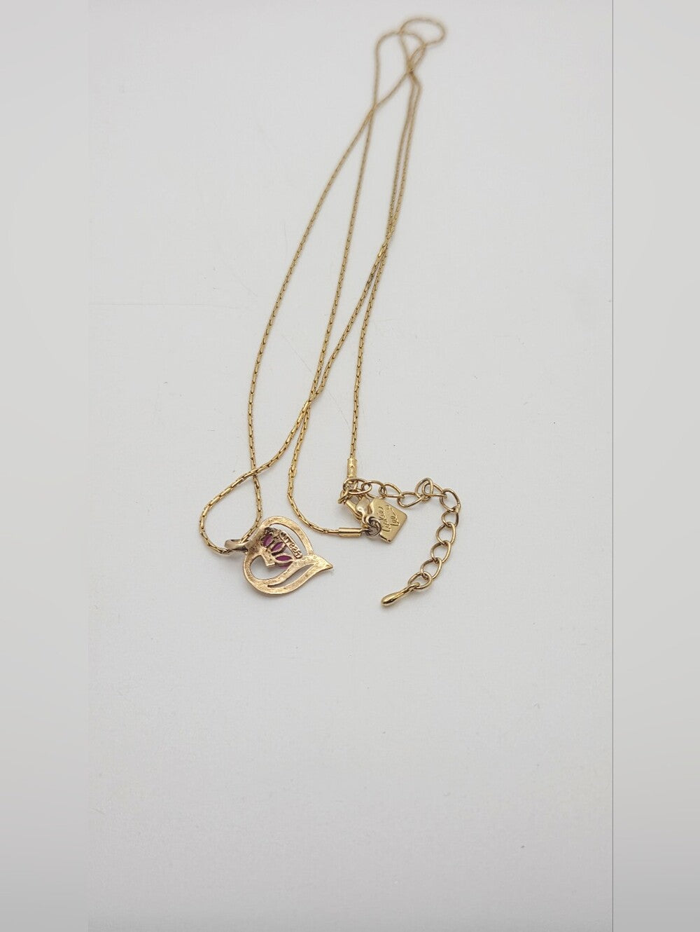 Vintage Cookie Lee JJT 925 Sterling Silber Gold Vermeil Herz Halskette - Lila