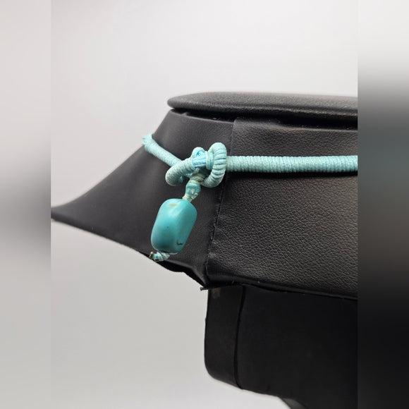 Beautiful Turquoise Chip Bead Howlite Heart Tassel Pendant Necklace 16.5”