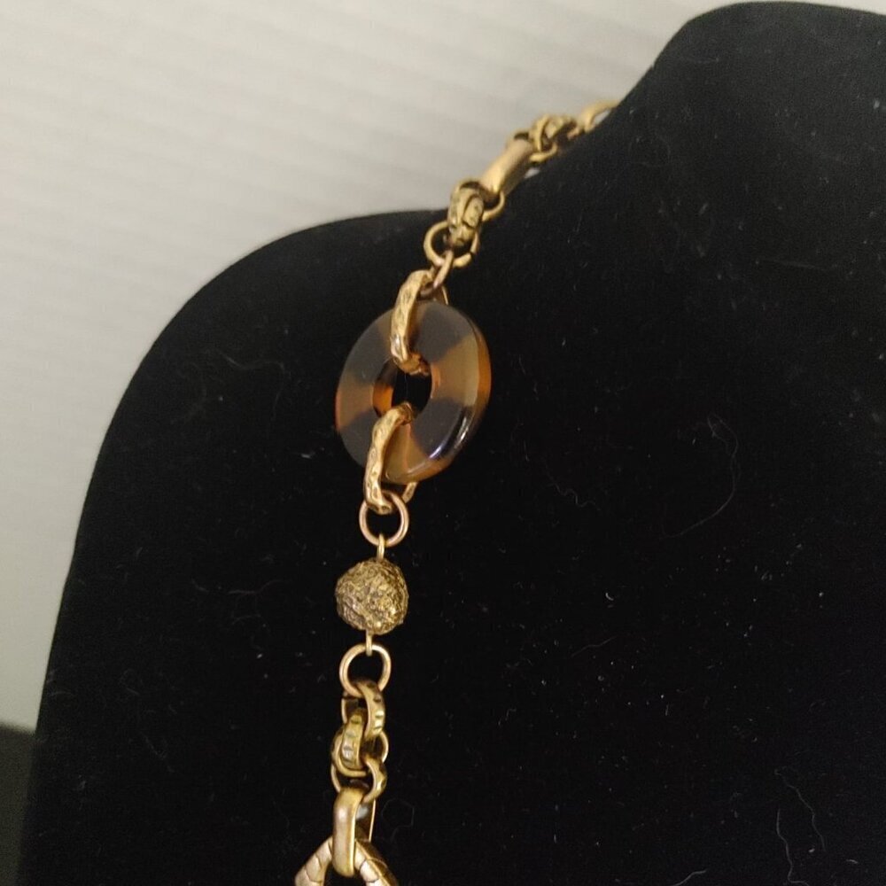Chico's Statementkette Goldfarben Bernsteinperlen 71 cm