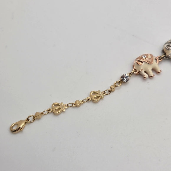 Charming Elephant Bracelet in Gold and Cream