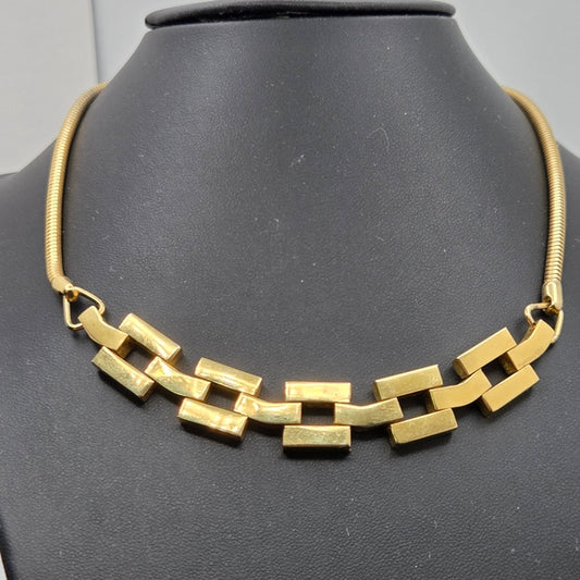 Vintage Gold Tone Necklace Snake Chain