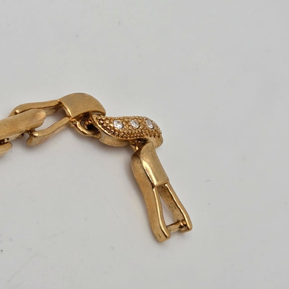Vintage 1990s Avon Gold Tone Tennis Bracelet w/ Clear Rhinestones 7.5"