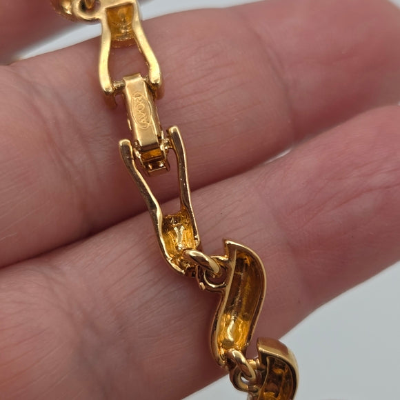 Vintage 1990s Avon Gold Tone Tennis Bracelet w/ Clear Rhinestones 7.5"