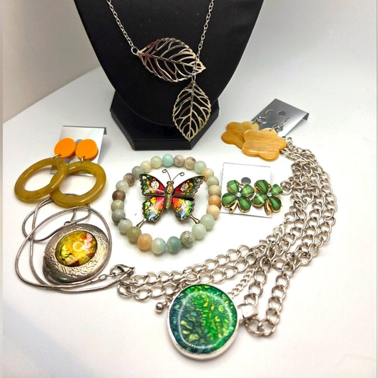 Vintage To New Jewelry Lot Necklaces Earrings Bracelet Brooch