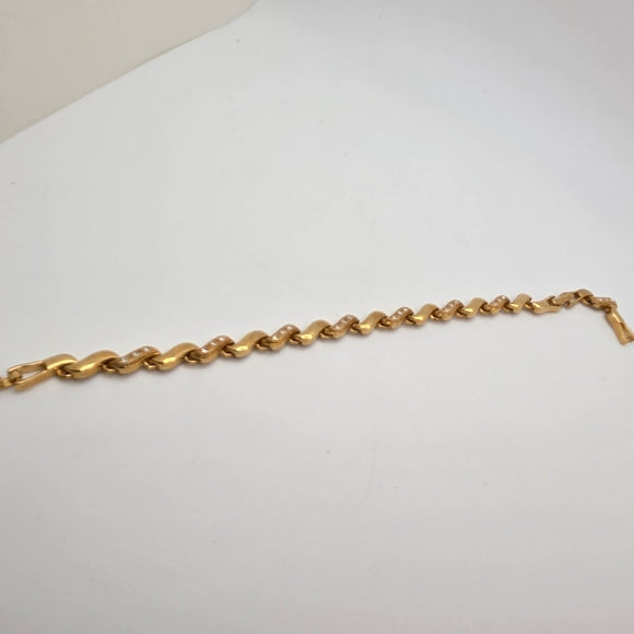 Vintage 1990s Avon Gold Tone Tennis Bracelet w/ Clear Rhinestones 7.5"