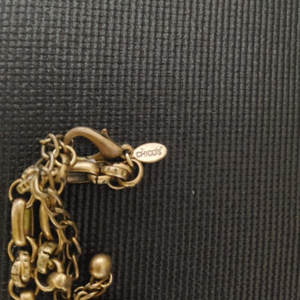 Chico's Statementkette Goldfarben Bernsteinperlen 71 cm