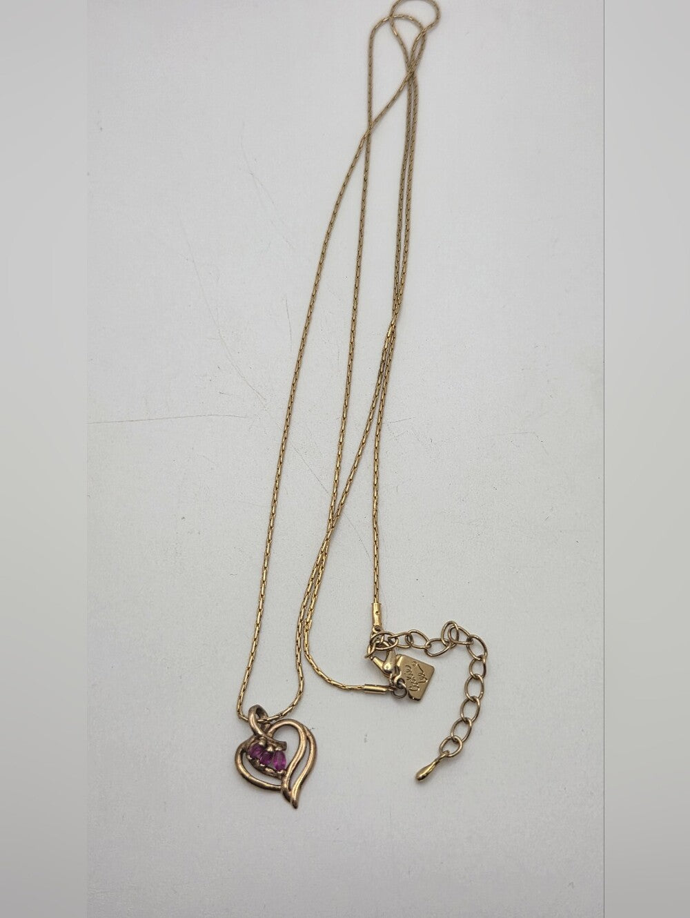 Vintage Cookie Lee JJT 925 Sterling Silber Gold Vermeil Herz Halskette - Lila