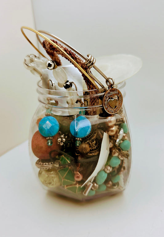 Curated Jewelry Jar - Earthy Turquoise & Mother of Pearl