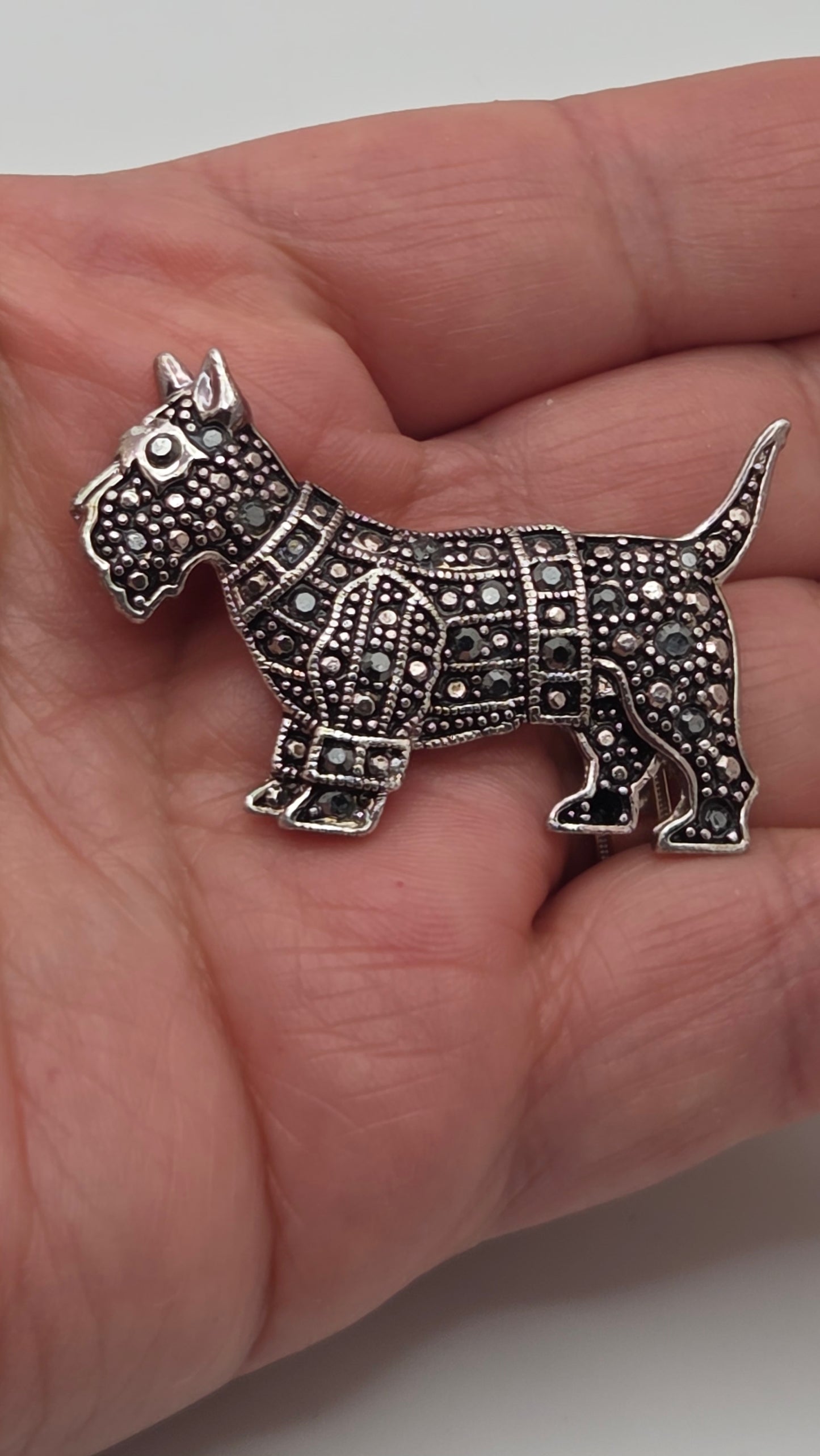 Art Deco Style Marcassite Scottish Terrier Brooch