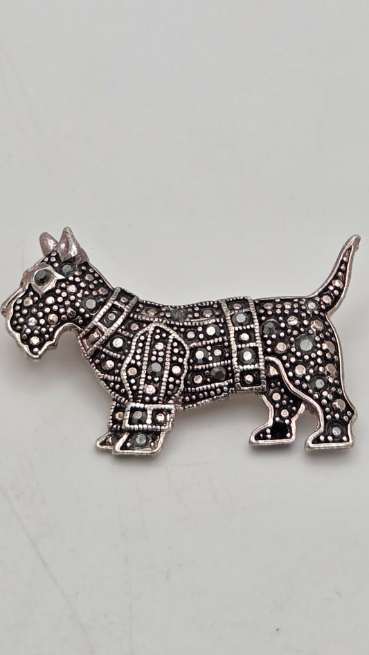 Art Deco Style Marcassite Scottish Terrier Brooch