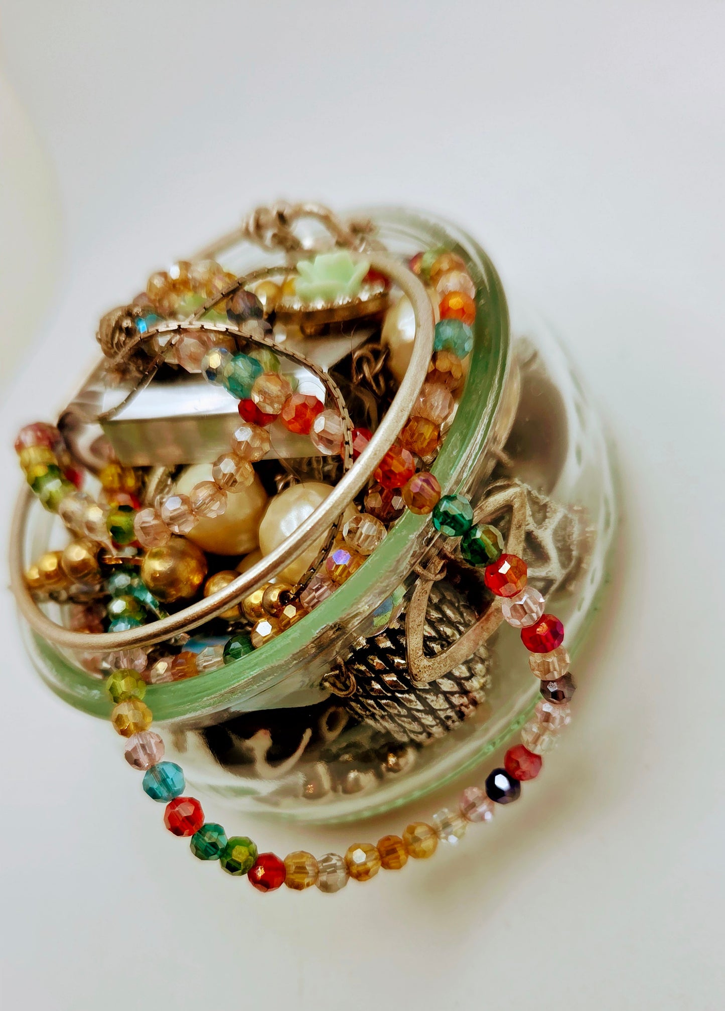 Schmuck-Überraschungspaket, 450g+, tragbar, Vintage bis aktuell, JK Thirty-One Armreif Kristall