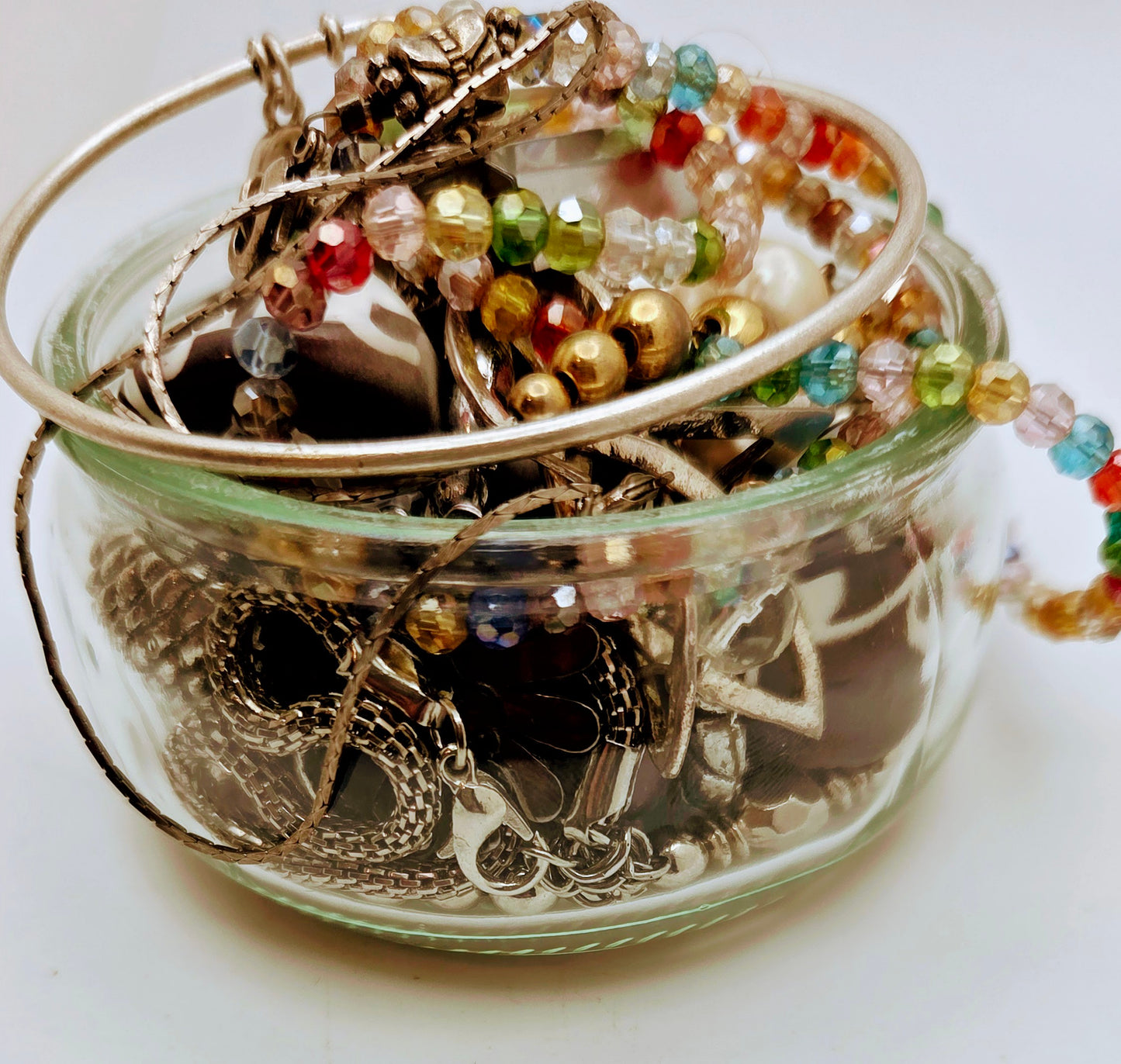 Schmuck-Überraschungspaket, 450g+, tragbar, Vintage bis aktuell, JK Thirty-One Armreif Kristall