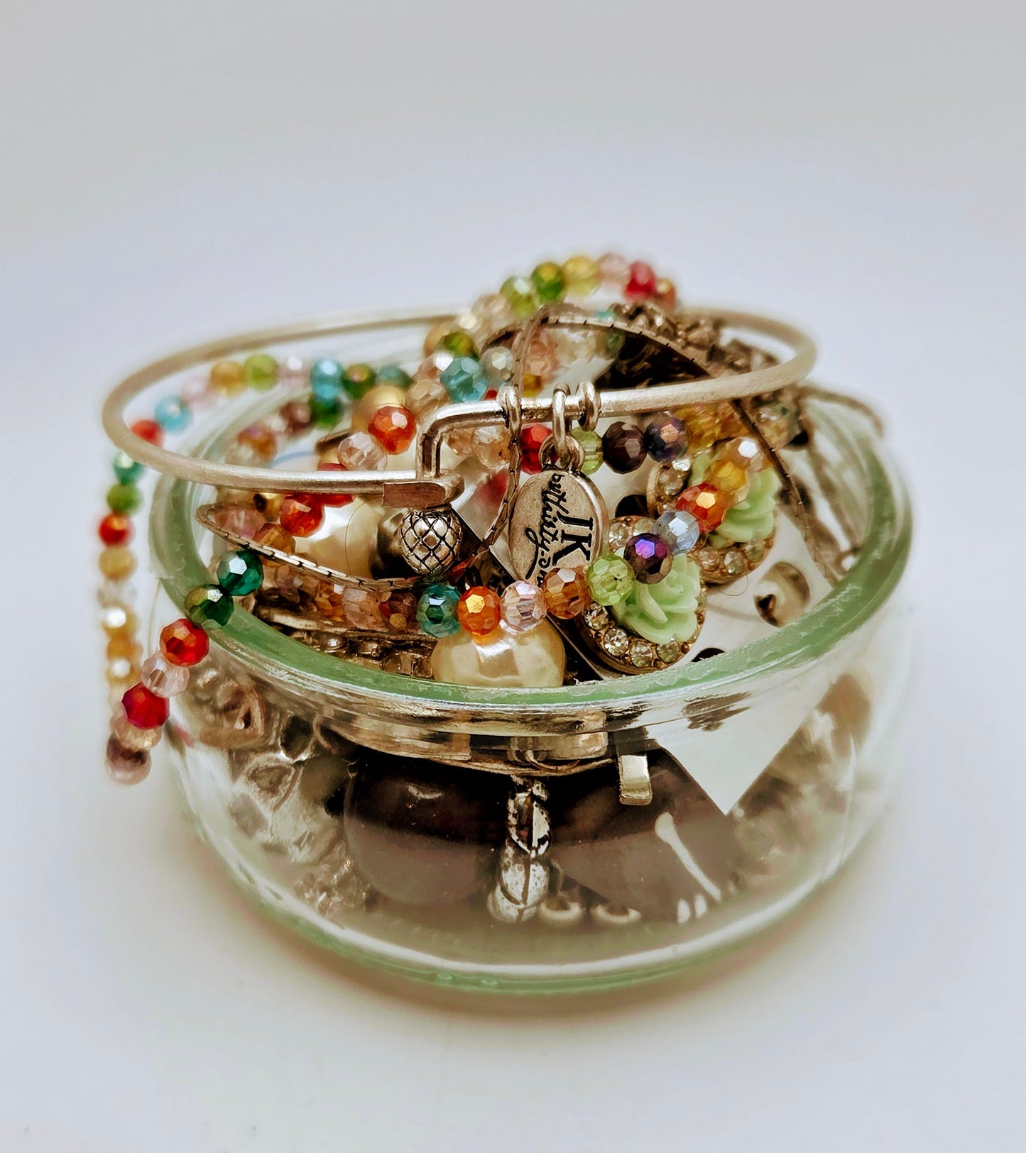 Schmuck-Überraschungspaket, 450g+, tragbar, Vintage bis aktuell, JK Thirty-One Armreif Kristall