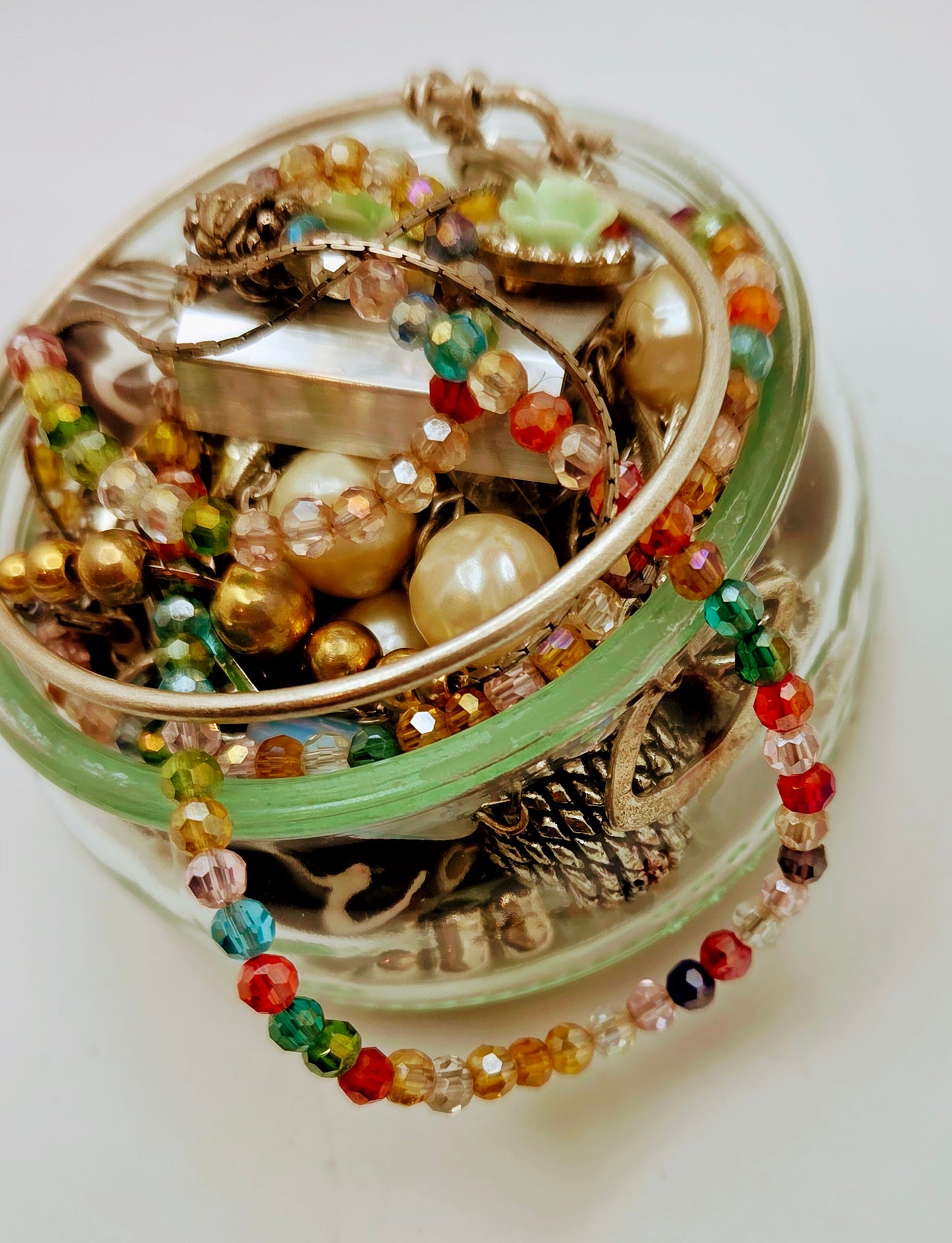 Schmuck-Überraschungspaket, 450g+, tragbar, Vintage bis aktuell, JK Thirty-One Armreif Kristall