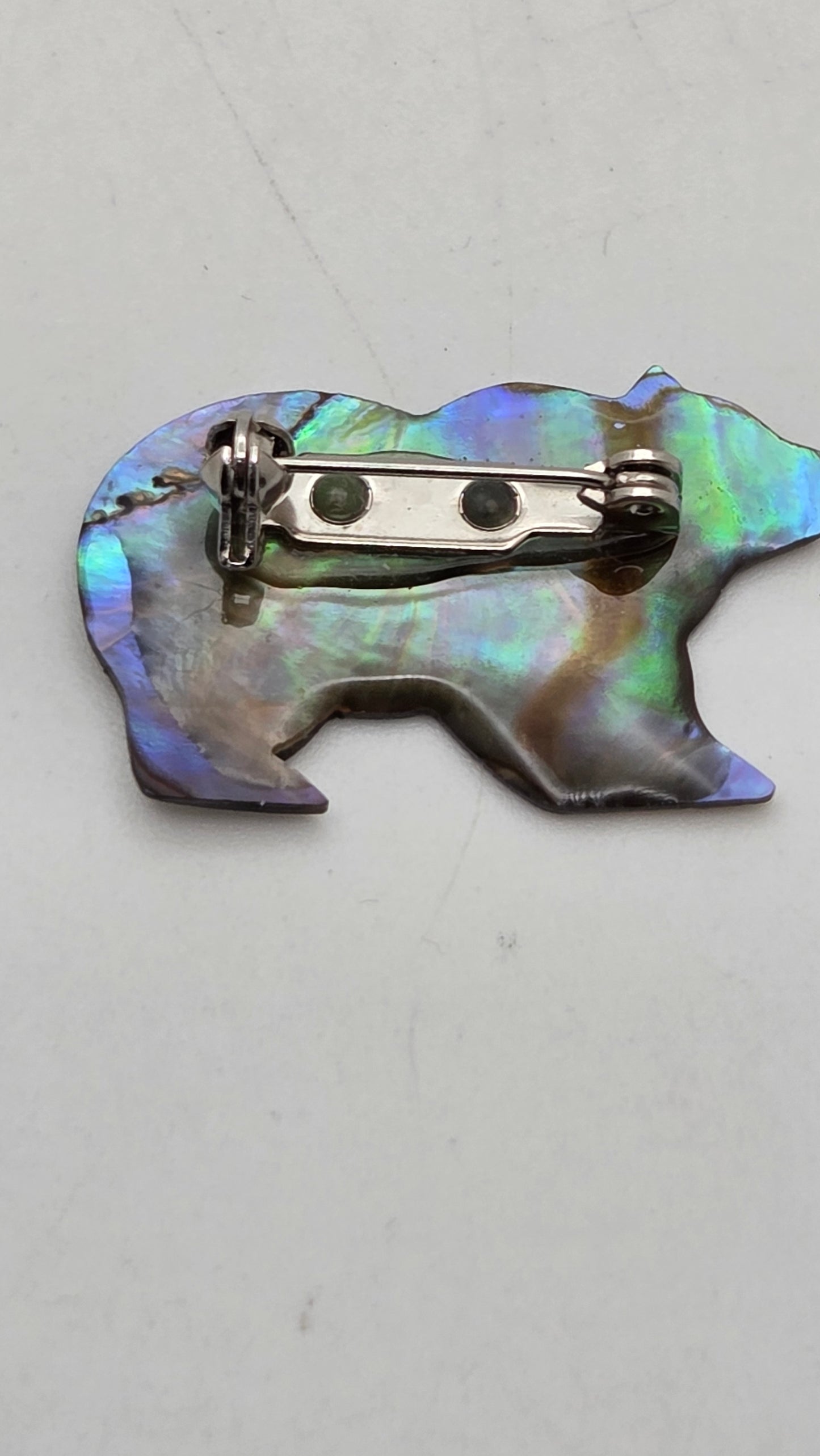 Vintage Canadian Abalone Shell Polar Bear Pin